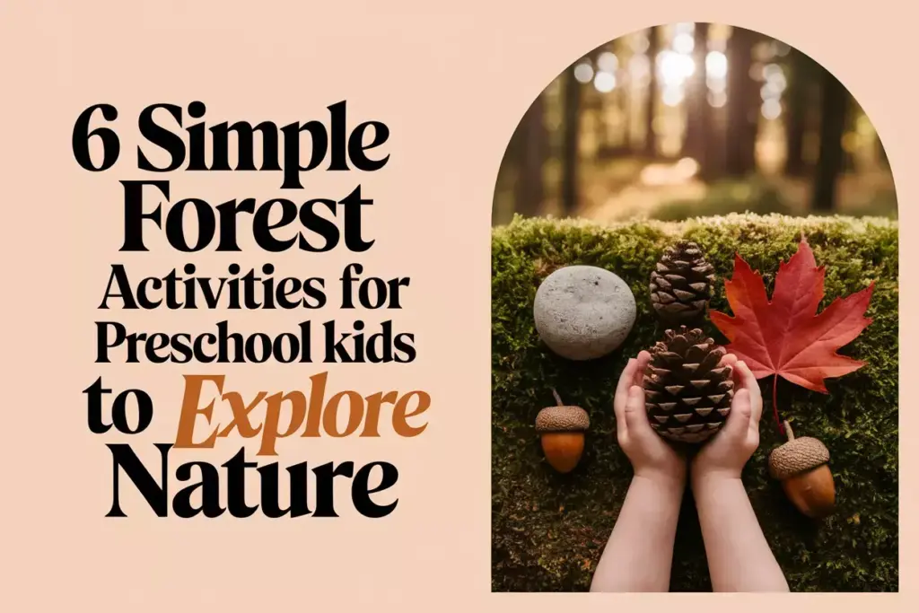 Preschool Childs Hands Holding Nature Scavenger Hunt Treasures On Moss