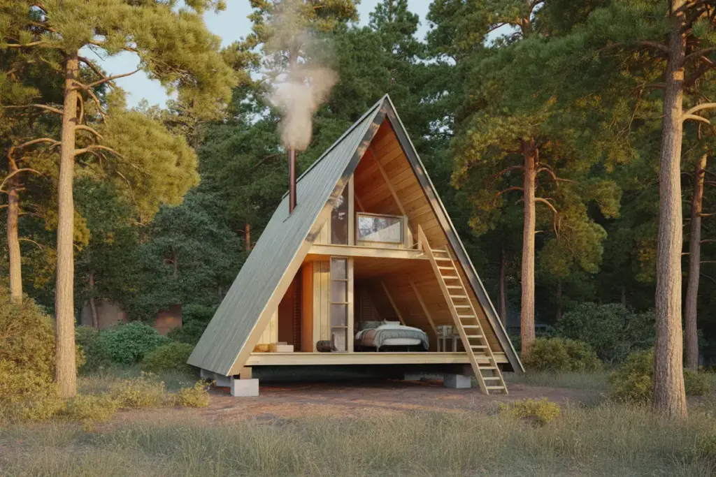 Classic Weekend Getaway 400 Sq Ft A Frame Cabin With Sleeping Loft In Forest Clearing