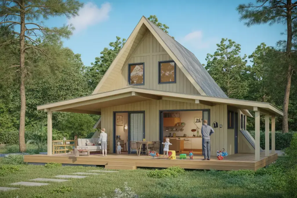 Family Friendly Two Bedroom A Frame Retreat With Covered Porch In Wooded Setting