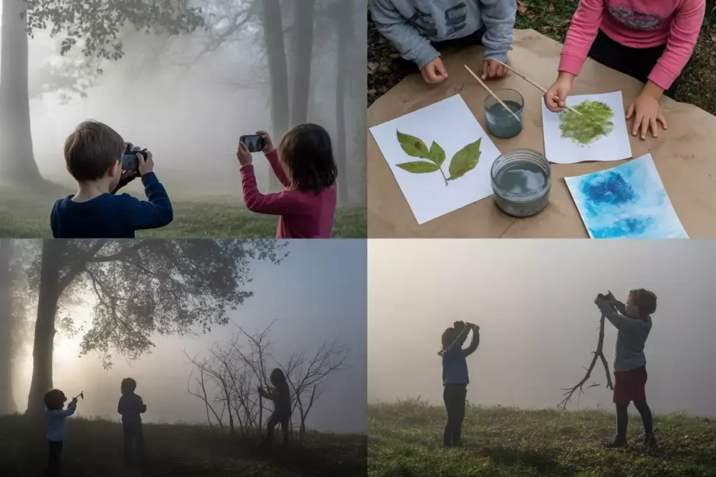 Fog Photography Art Creation Children Using Cameras Natural Materials Fog Water Paintings Forest