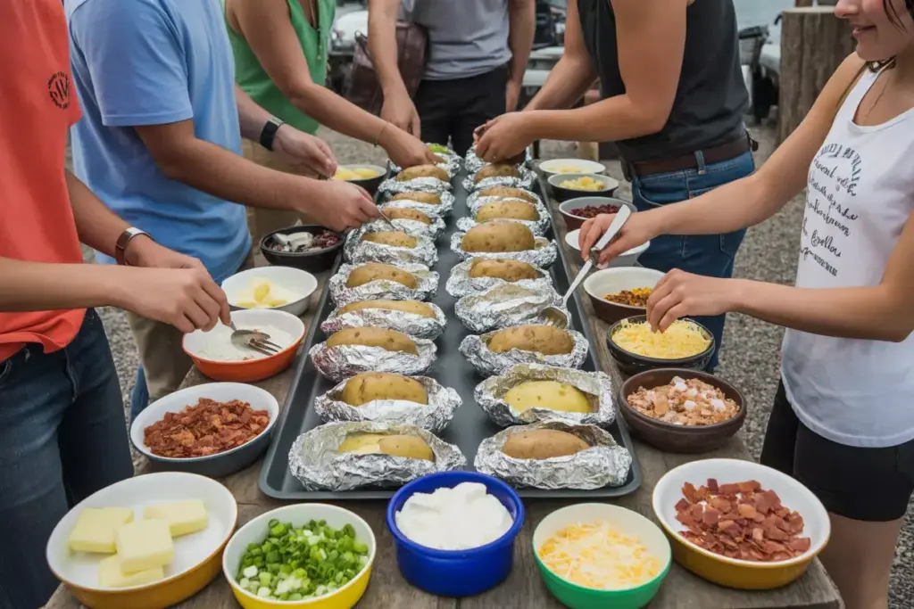 Interactive Campfire Potato Bar With Toppings For Large Group