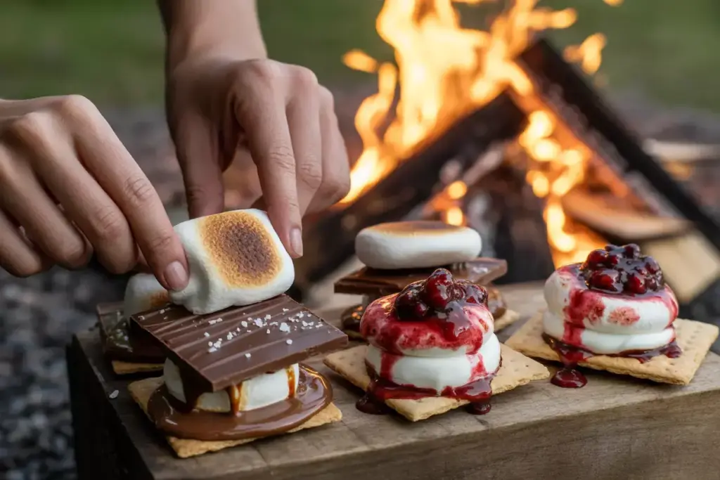 Gourmet Smore Variations With Caramel And Strawberry Cream Cheese