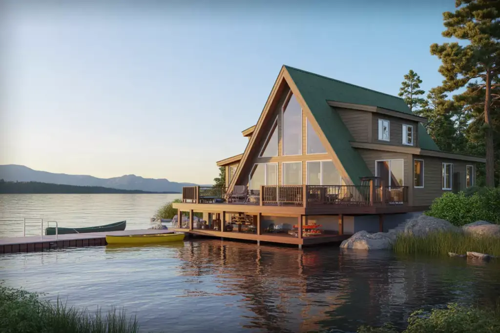Lakeside Lodge A Frame With Wrap Around Deck Overlooking Tranquil Lake