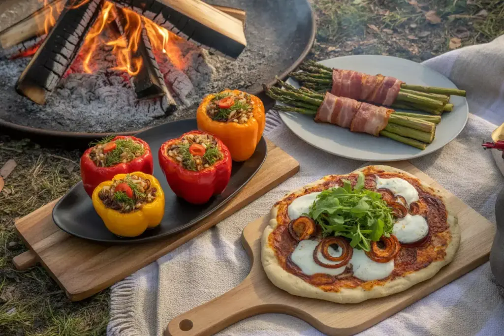 6 Gourmet Stuffed Peppers Bacon Asparagus And Grilled Pizza At Bonfire