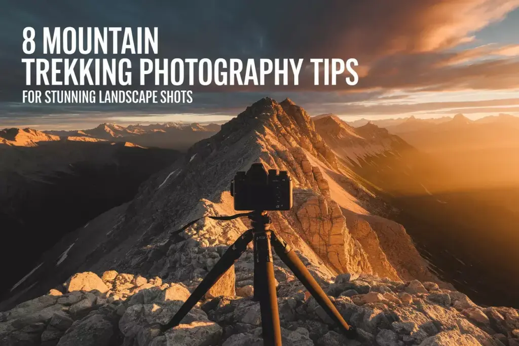 Essential Camera Gear On Mountain Summit During Golden Hour Photography