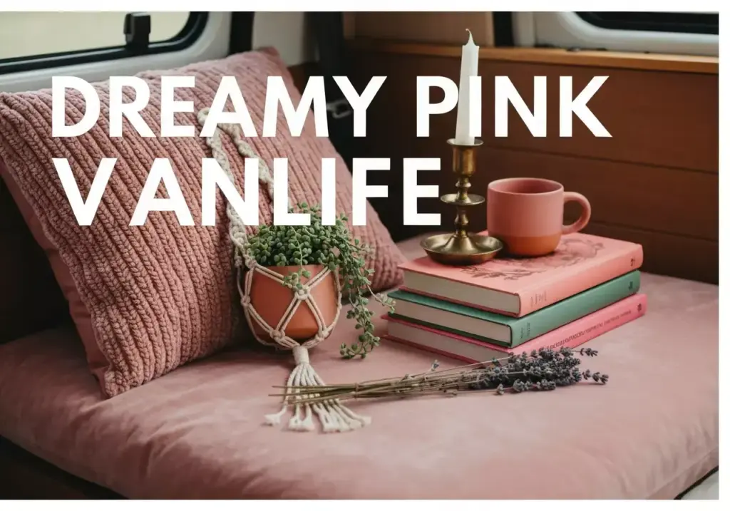 Bohemian Pink Vanlife Flat Lay With Velvet And Brass Decor Items