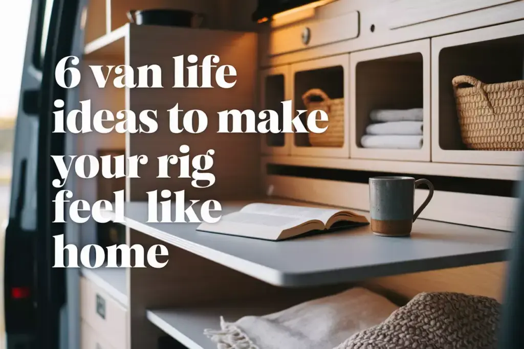 Close Up Of Van Storage Desk And Textiles Showcasing Organized Comfort