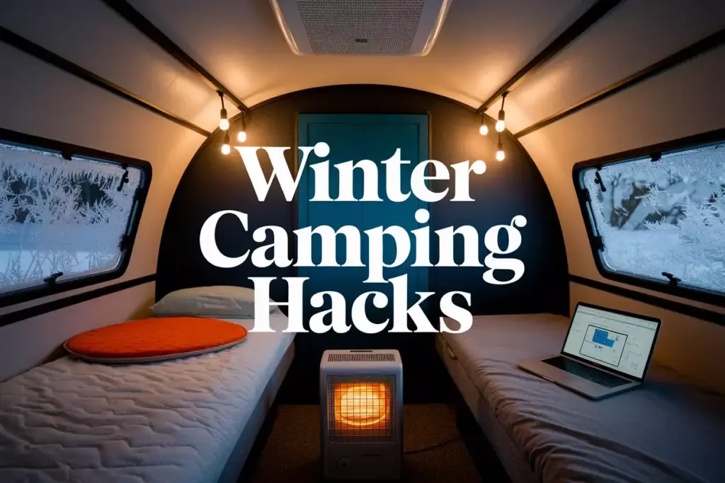Cozy Insulated Winter Camper Interior With Heating Gear And Safety Equipment During Snowstorm