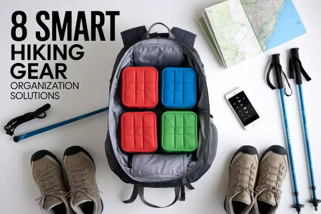 Modern Organized Hiking Backpack With Color Coded Packing Cubes And Gear