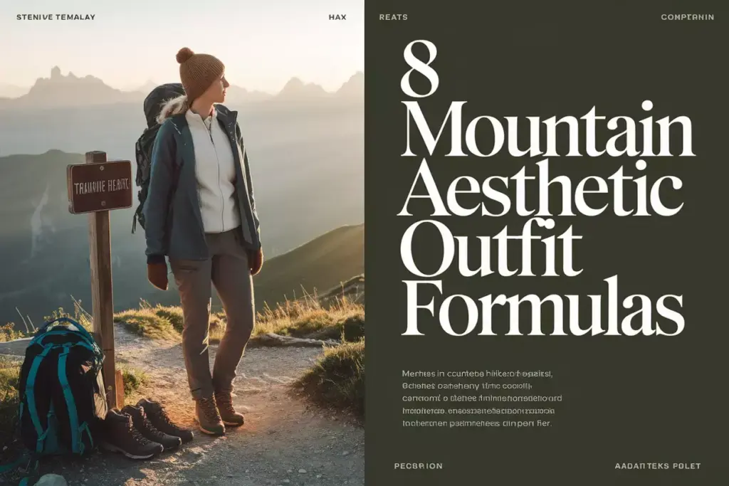 Mountain Aesthetic Outfit Formulas Hiker At Trailhead With Gear And Scenic Backdrop