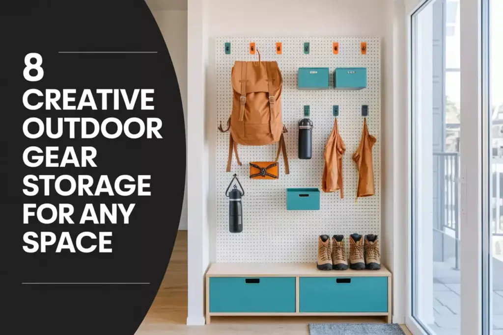 Organized Outdoor Gear Wall In Modern Apartment Entryway With Pegboard
