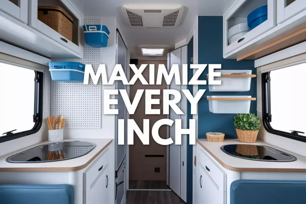 Organized Rv Interior With Multiple Storage Solutions And Clean Layout