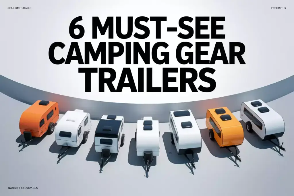 Six Distinct Camping Gear Trailers Showcased Against Clean White Background