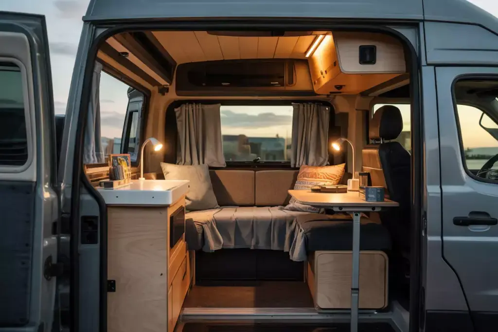 Design Dedicated Comfort Zones Within Van Interior Showing Modular Furniture And Swivel Seats