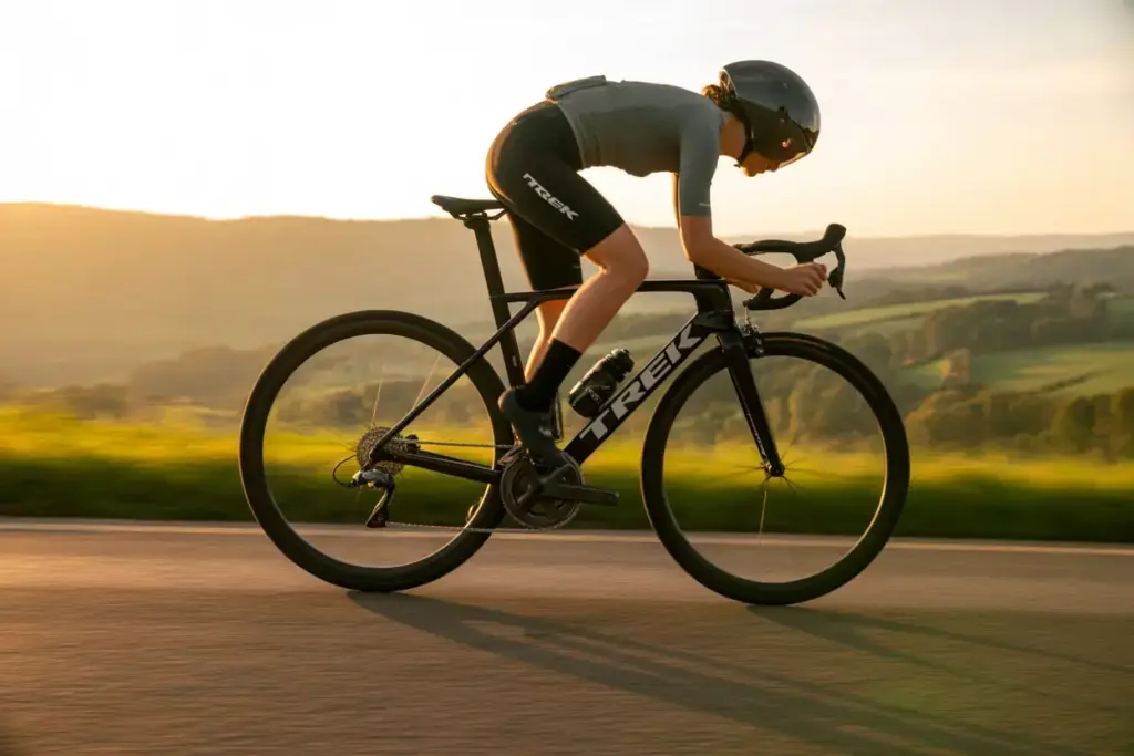 11 Trek Domane SL5 Womens Road Bike Golden Hour Ride On Scenic Paved Road