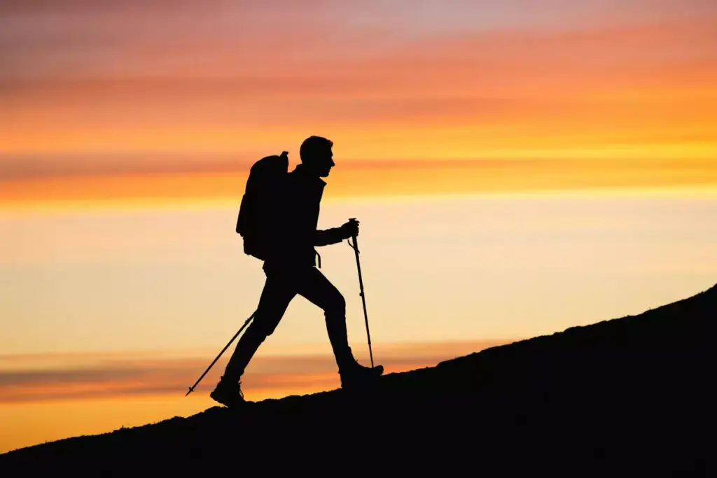 14 The Ridge Walker Silhouette Pose Man Walking On Mountain Ridge Against Sunset Sky