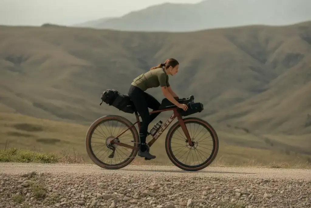 14 Trek Checkpoint SL5 Womens Gravel Bike On Remote Unpaved Adventure Road