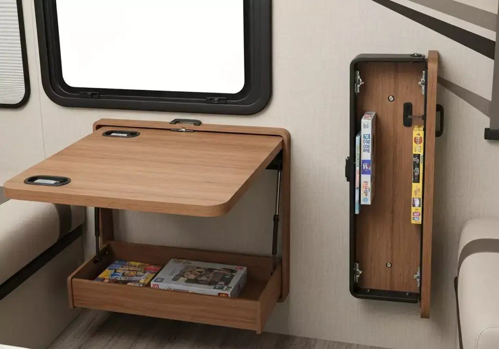 Compact Fold Down Dinette Table With Hidden Storage Compartments