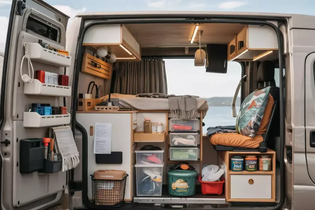 Optimized Storage Solutions Showing Vertical And Hidden Compartments In Van