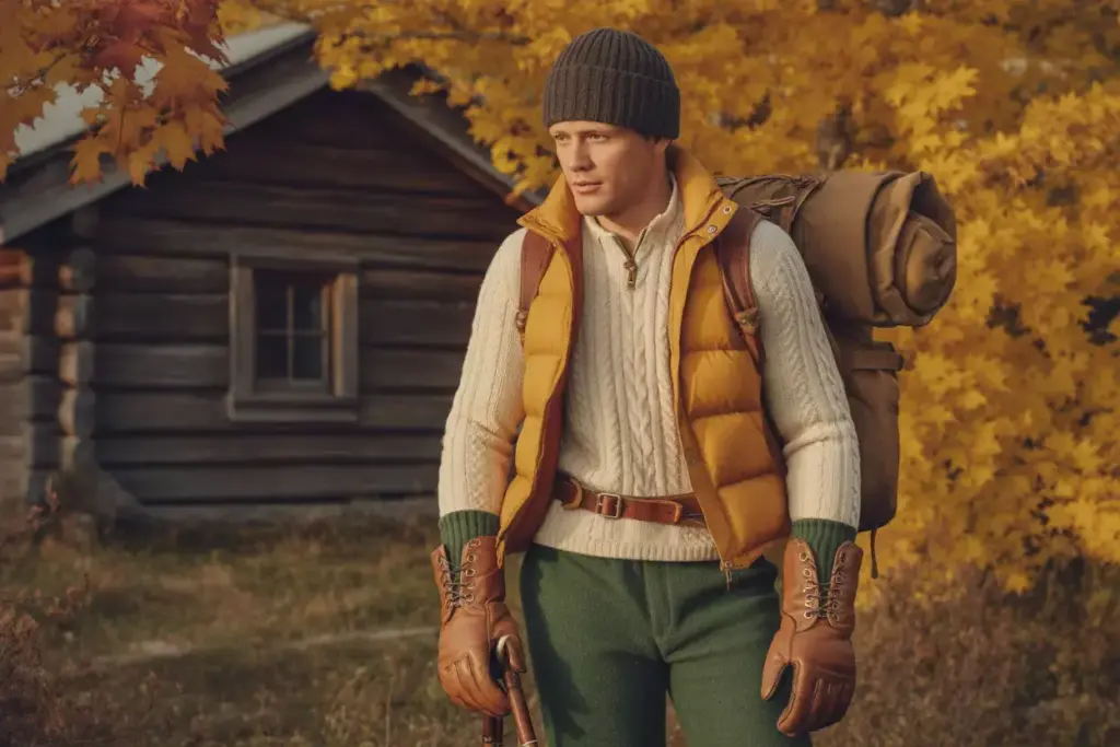 The Vintage Mountain Heritage Outfit With Wool Sweater Down Vest And Leather Boots