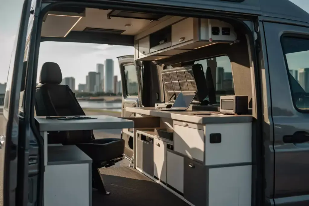 Urban Explorer Van With Modular Workstation And Industrial Materials