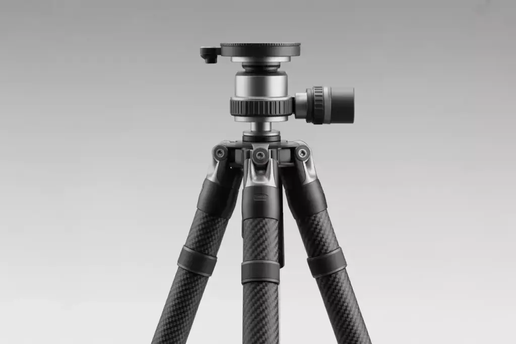 32 Lightweight Carbon Fiber Tripod With Twist Lock Legs Extended And Ready For Use