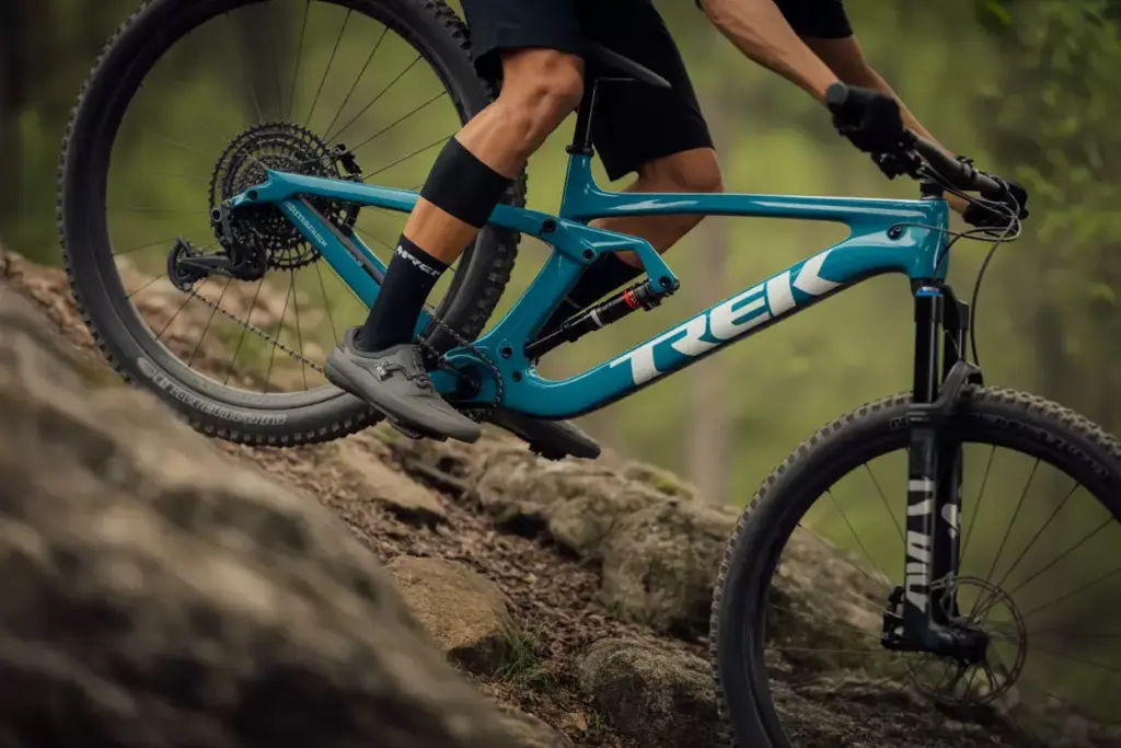 Trek Supercaliber With IsoStrut Suspension Climbing Technical XC Trail Showcasing Efficiency