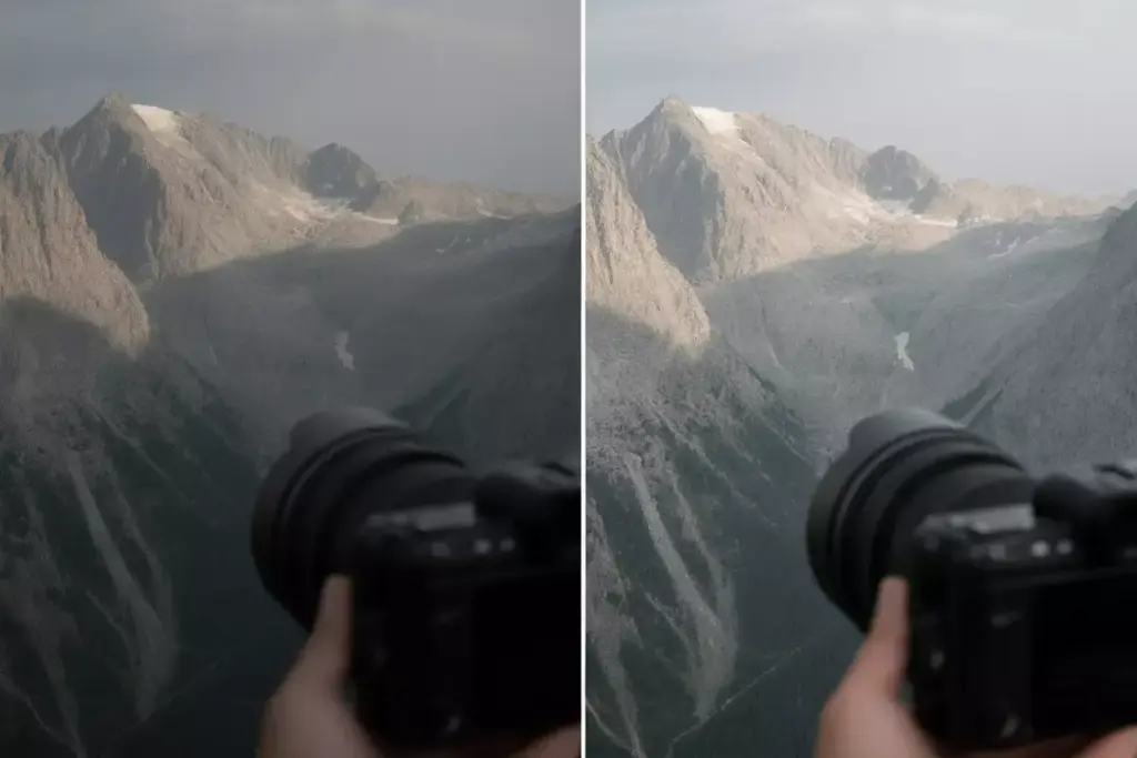 38 Comparison Of Corrected And Uncorrected Exposure For Snowy Mountain Peaks