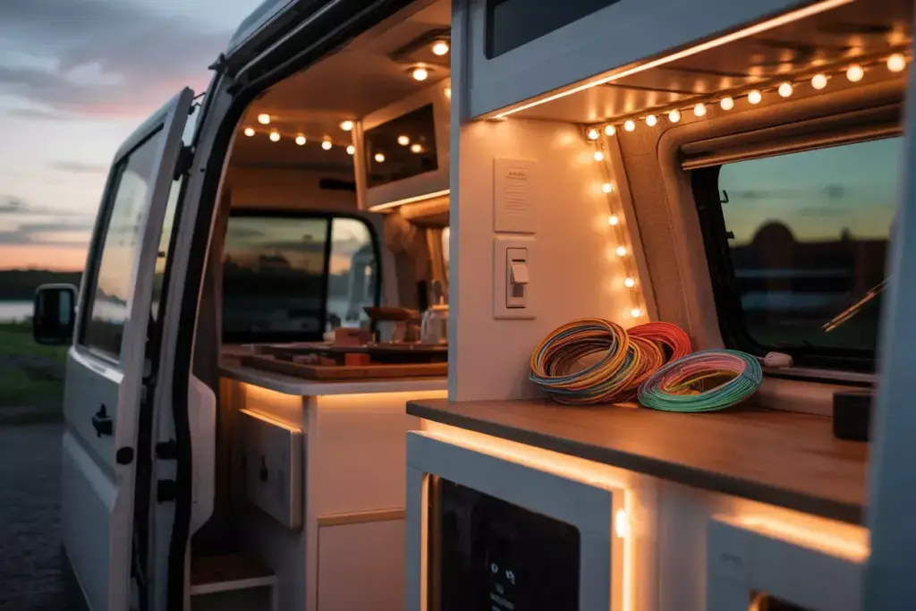 Custom Led Lighting System With Dimmer Creating Warm Van Ambiance