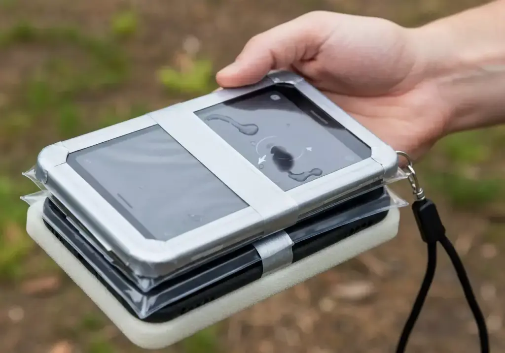 Diy Waterproof Phone Case Made From Ziplock Bags And Duct Tape With Lanyard