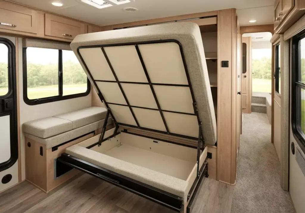 Space Saving Murphy Bed With Integrated Daytime Seating Storage