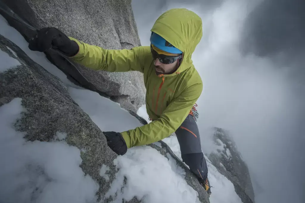 Technical Shell Jacket And Pants In Severe Mountain Weather Conditions