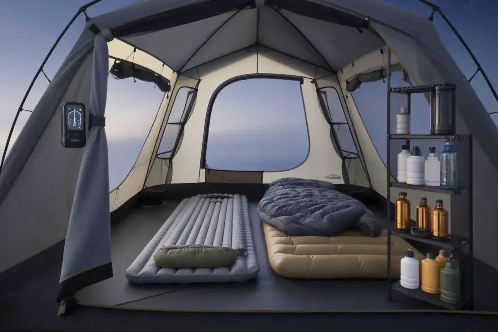 Tent Temperature Regulation With Ventilation Control And Strategic Water Bottle Placement