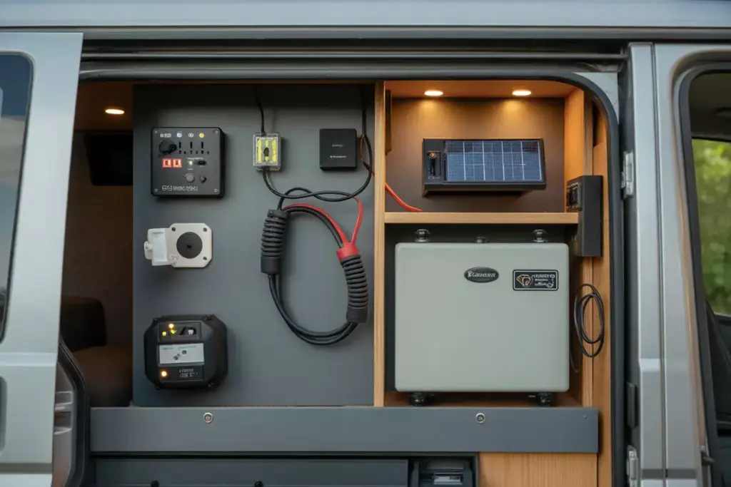 Van Electrical Panel With Solar Controller Lithium Batteries Inverter And Battery Monitor