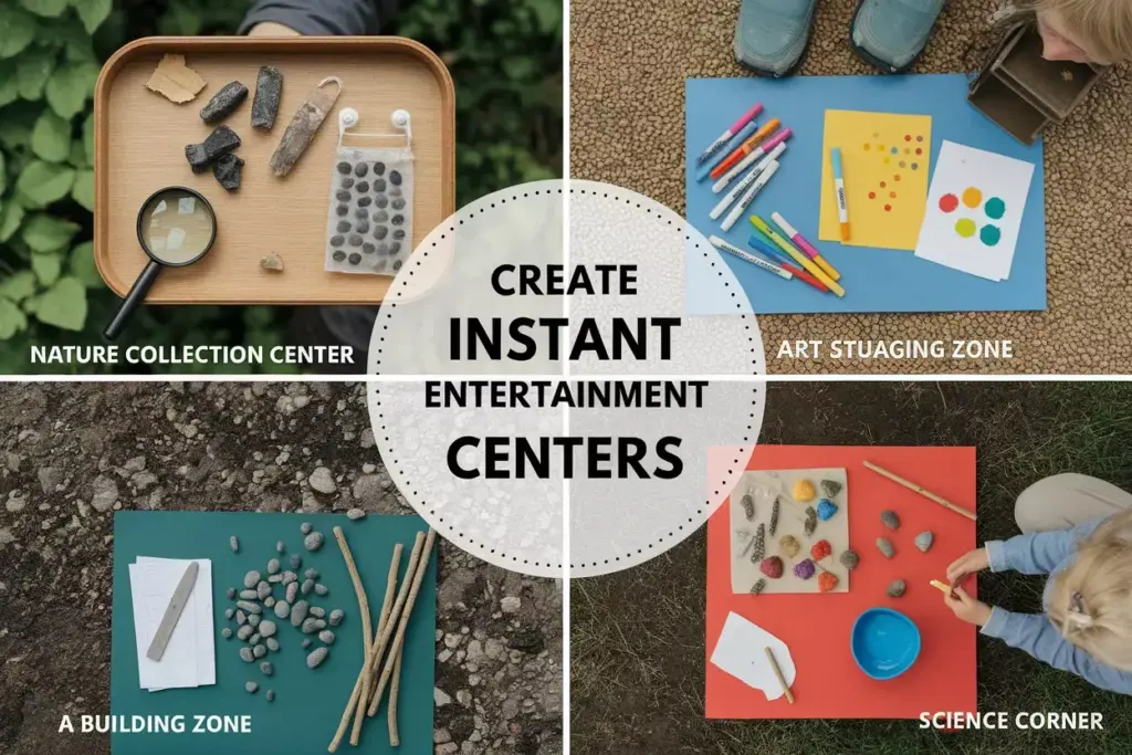 Four Self Directed Activity Stations Nature Art Building Science For Kids Camping