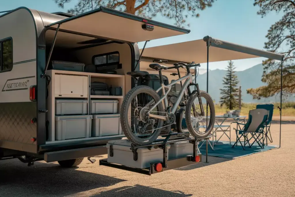 Rv Exterior Storage Bike Rack Hitch Carrier Awning Gear Modular Containers Organized