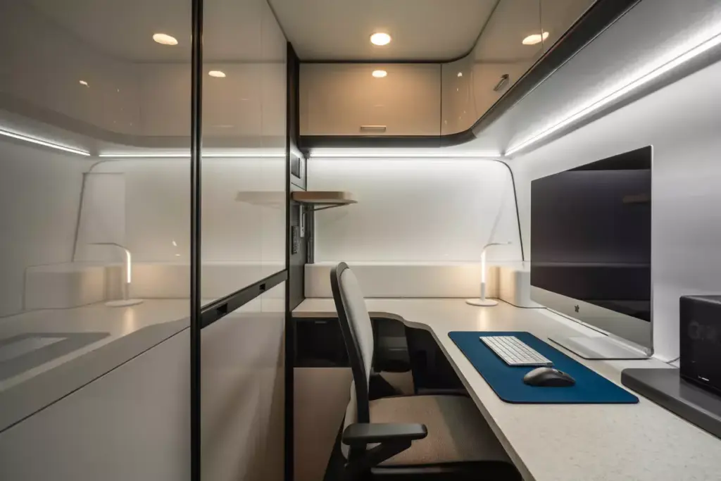 Urban Loft Van With A Sleek Quartz Top Workspace And Hidden Technology