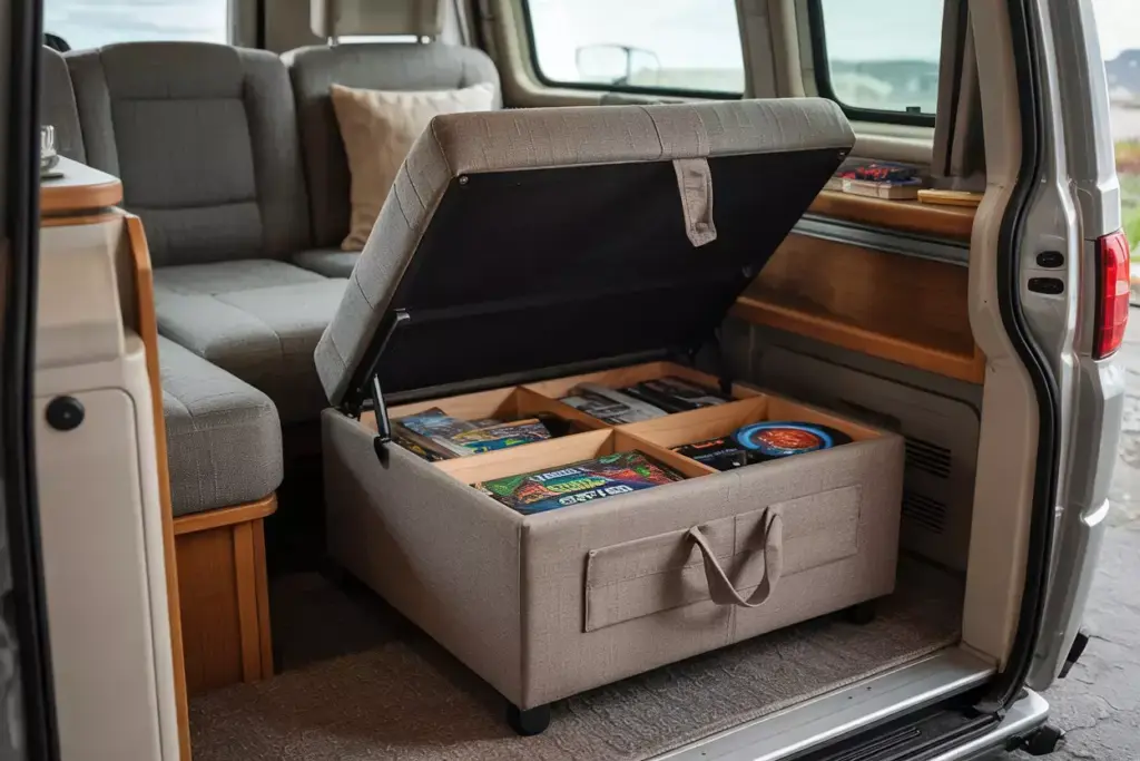 Multi Purpose Ottoman With Hidden Storage And Removable Upholstered Cover