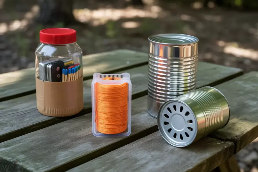 Repurposed Household Items Into Camping Gear Peanut Butter Jar Dental Floss Paracord Alcohol Stove
