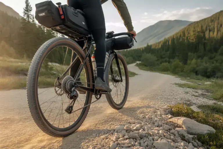 Trek Checkpoint Slr 6 Gravel Bike Loaded With Bikepacking Gear On Trail